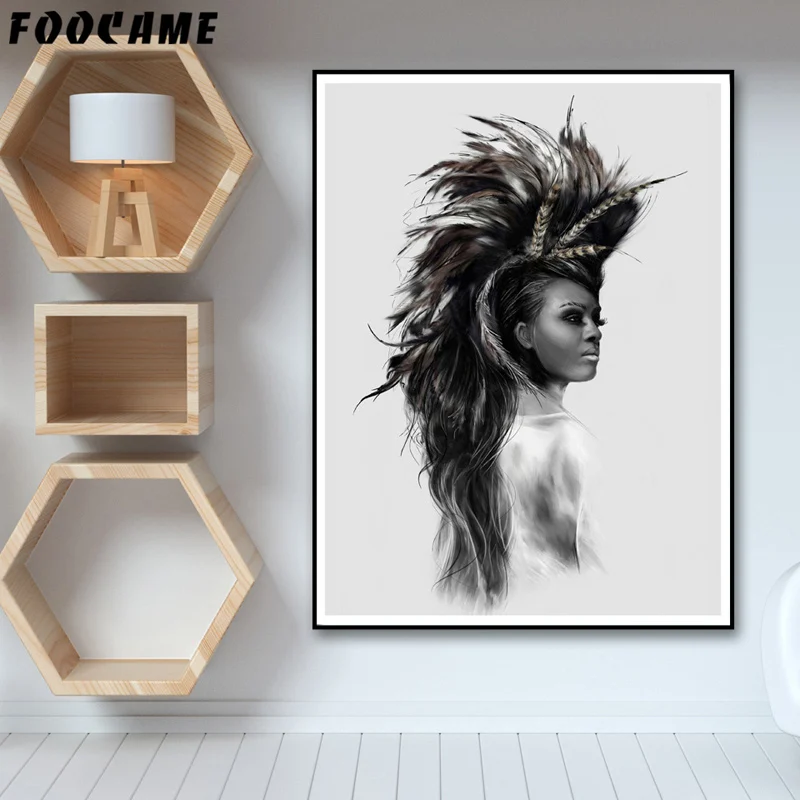Feather Woman Indians Nordic Black and White Canvas Print Wall Pictures Poster Abstract Minimalist Art Room Home Decor Painting
Feather Woman Indians Nordic Black and White Canvas Print Wall Pictures Poster Abstract Minimalist Art Room Home Decor Painting