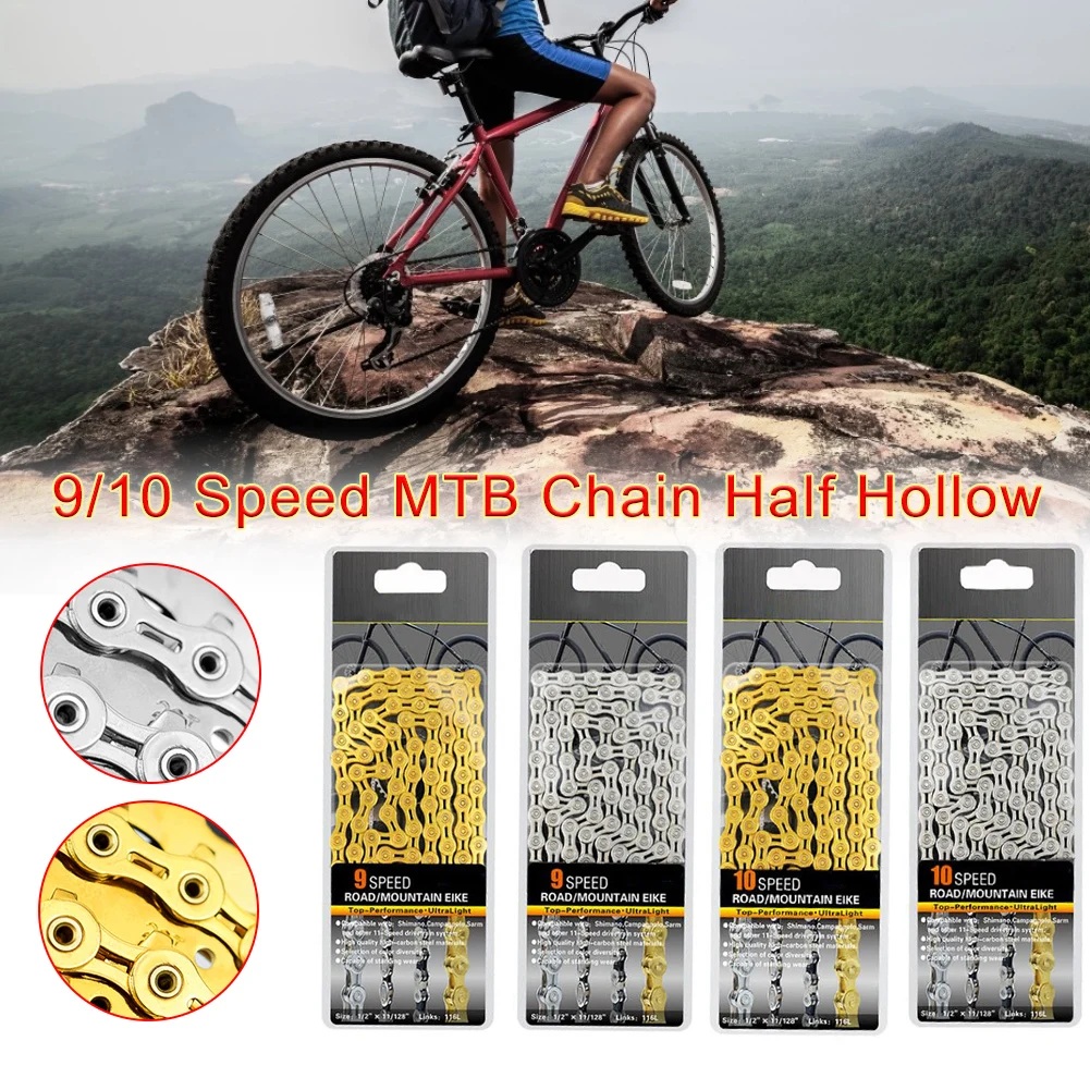 Bicycle Chains 9 10 Speed Velocidade Titanium Plated Ti Gold Silver Mountain Road Bike MTB Chain Part Cycling 116L fast shipping
Bicycle Chains 9 10 Speed Velocidade Titanium Plated Ti Gold Silver Mountain Road Bike MTB Chain Part Cycling 116L fast shipping