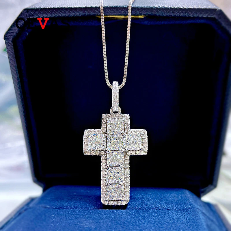 OEVAS 100% 925 Sterling Silver Cross Pink High Carbon Diamond Pendant Necklace For Women Sparkling Wedding Party Fine Jewelry
OEVAS 100% 925 Sterling Silver Cross Pink High Carbon Diamond Pendant Necklace For Women Sparkling Wedding Party Fine Jewelry