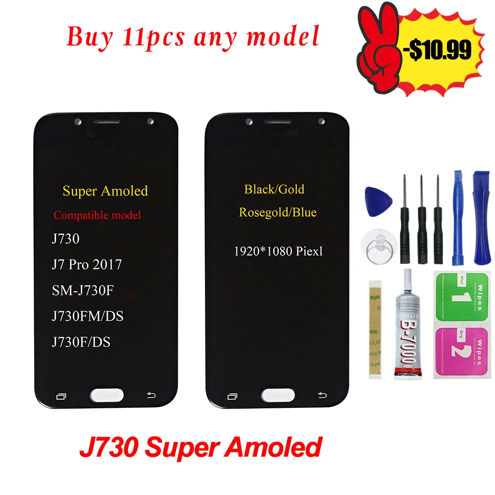 5 ''Супер AMOLED ЖК дисплей для SAMSUNG Galaxy J7 Pro 2017 J730 J730F с сенсорным экраном Замена