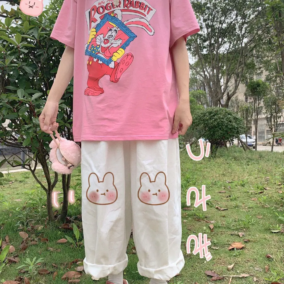 Summer new Japanese soft girl cute rabbit print Wide Leg Pants Capris female Korean student casual straight pants
Summer new Japanese soft girl cute rabbit print Wide Leg Pants Capris female Korean student casual straight pants