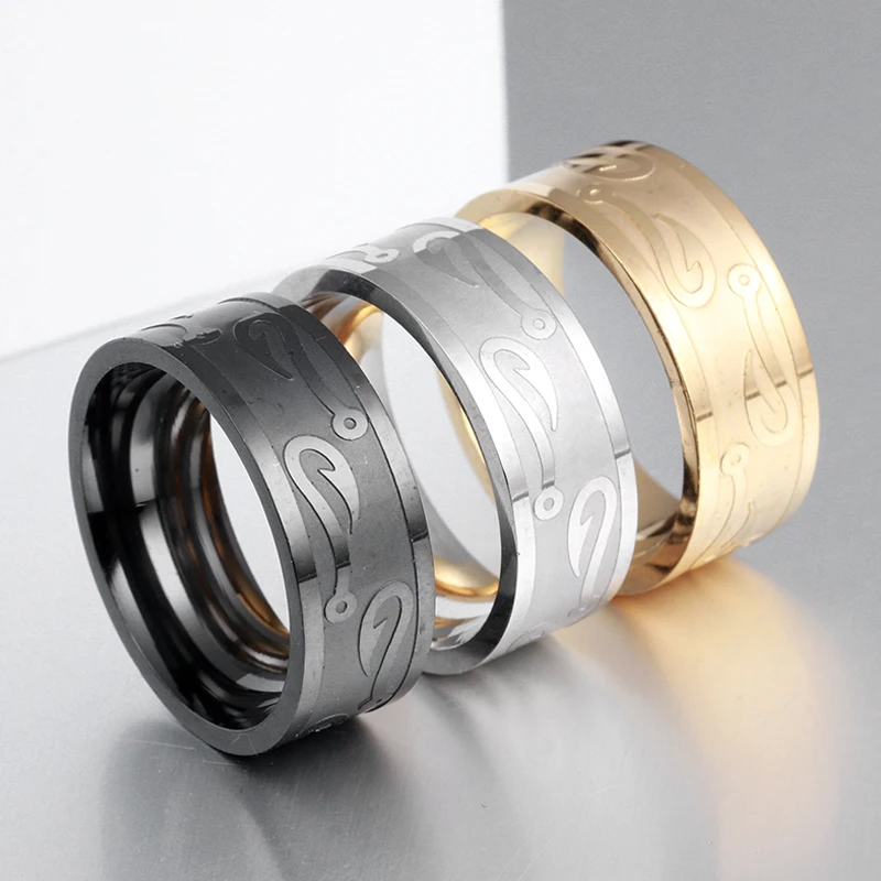 Personal Hook Design Men's Ring Cool Gold Black 316L Stainless Steel Rings Women Man Wedding Titanium Ring Promise Jewelry 
Personal Hook Design Men's Ring Cool Gold Black 316L Stainless Steel Rings Women Man Wedding Titanium Ring Promise Jewelry
