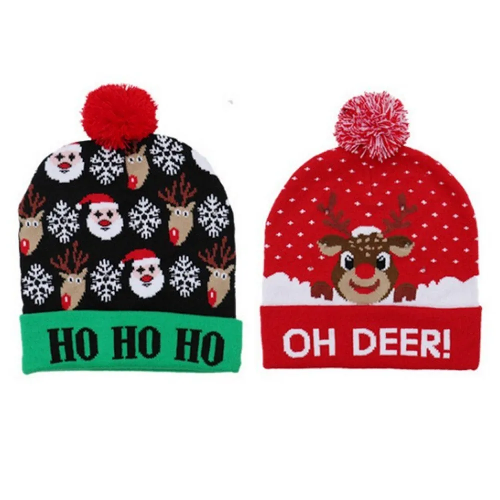 LED Christmas Hats Kids Beanie Sweater Christmas Santa Hat Light Up Knitted Hat for Kid Adult For Christmas Party Headwear Gift
LED Christmas Hats Kids Beanie Sweater Christmas Santa Hat Light Up Knitted Hat for Kid Adult For Christmas Party Headwear Gift