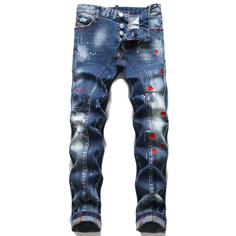Light Luxury Men’s Slim-fit Ripped Blue Jeans,High Quality Embroidery Decoration Jeans, Scratches Stylish Sexy Street Jeans;
Light Luxury Men’s Slim-fit Ripped Blue Jeans,High Quality Embroidery Decoration Jeans, Scratches Stylish Sexy Street Jeans;