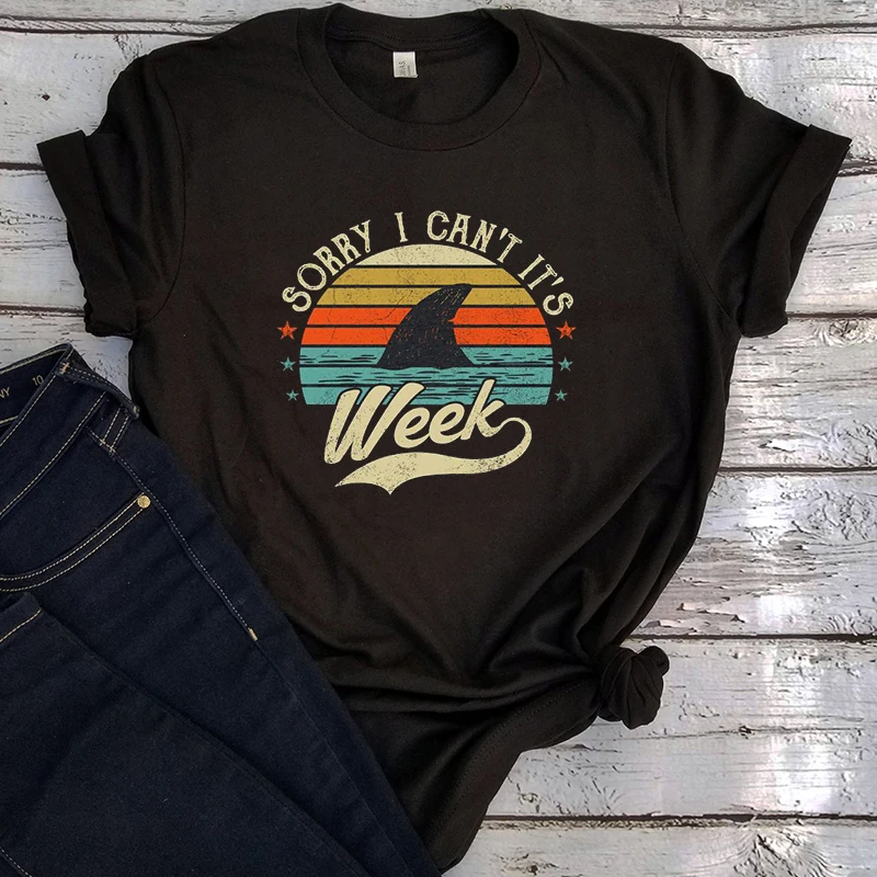Funny Shark Shirts Women 2020 Sorry I Can't, It's Week Funny Shark T Shirt Print Casual Graphic Tee Plus Size Tops 90s XL 
Funny Shark Shirts Women 2020 Sorry I Can't, It's Week Funny Shark T Shirt Print Casual Graphic Tee Plus Size Tops 90s XL