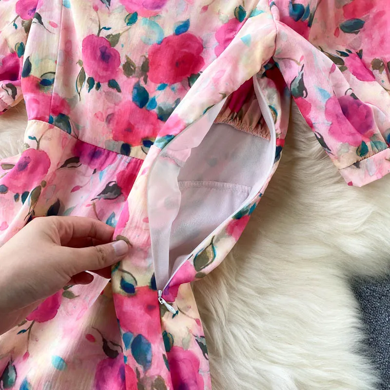 Women Elegant Printed Dress Summer French Style Puff Sleeve Split Vintage Dresses Ladies Square Collar A Line Floral Party Dress
Women Elegant Printed Dress Summer French Style Puff Sleeve Split Vintage Dresses Ladies Square Collar A Line Floral Party Dress