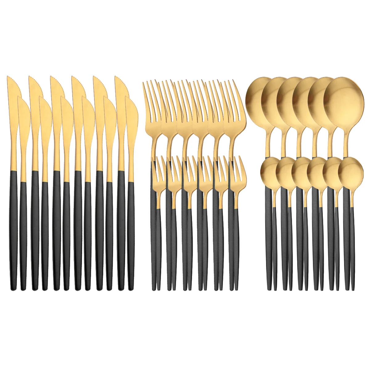 36Pcs Matte Stainless Steel Dinnerware Cutlery Set Black Gold Flatware Dessert Knife Fork Tea Spoon Party Dinner Tableware Set
36Pcs Matte Stainless Steel Dinnerware Cutlery Set Black Gold Flatware Dessert Knife Fork Tea Spoon Party Dinner Tableware Set