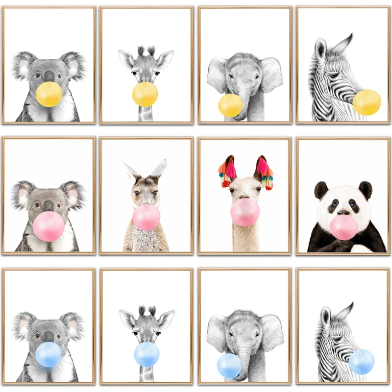 Zero Clock Zebra Elephant Giraffe Koala Bubblegum Posters and Prints Baby Ainimal Canvas Painting Nursery Kids Room Wall Decor
Zero Clock Zebra Elephant Giraffe Koala Bubblegum Posters and Prints Baby Ainimal Canvas Painting Nursery Kids Room Wall Decor