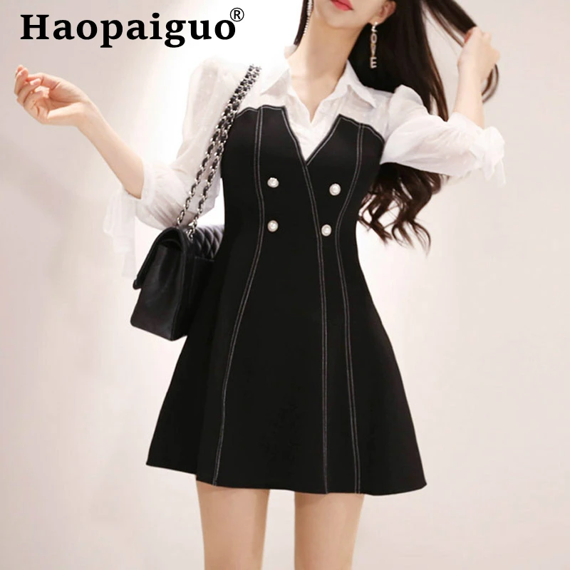Plus Size 2019 Autumn Dress Women Patchwork Long Sleeve OL Work Office Dress Women Contrast Black Blazer Dress for Ladies Robe
Plus Size 2019 Autumn Dress Women Patchwork Long Sleeve OL Work Office Dress Women Contrast Black Blazer Dress for Ladies Robe