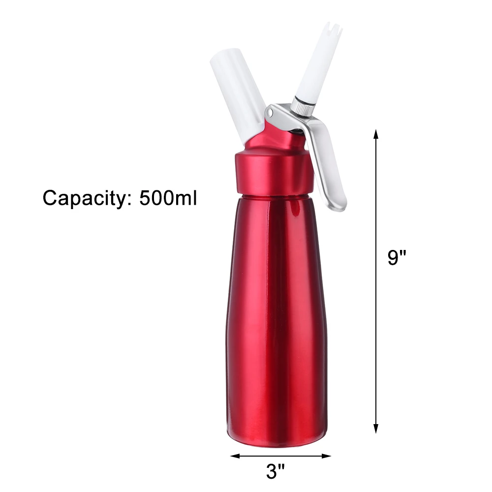 500ml Aluminum Cream Gun Cream Foamer Cream Whipper Chargers Foam Whipped Cream Dispenser Whipper Cake Making Decorating Tool
500ml Aluminum Cream Gun Cream Foamer Cream Whipper Chargers Foam Whipped Cream Dispenser Whipper Cake Making Decorating Tool
