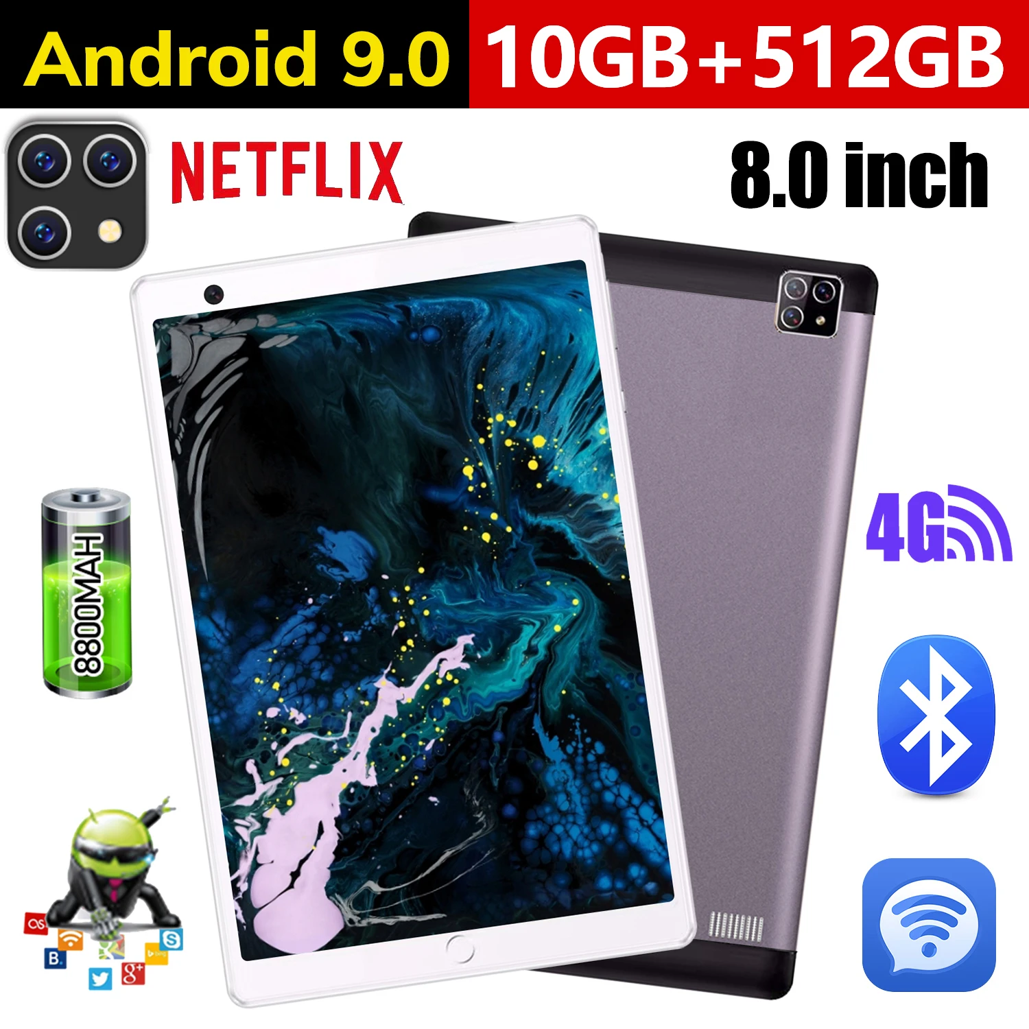 Hot New 8inch Tablet PC S11 8MP+16MP Camera 4G Network 10GB RAM 512GB ROM 8800mAh Google Pay Bluetooth GPS Gaming Android PC
Hot New 8inch Tablet PC S11 8MP+16MP Camera 4G Network 10GB RAM 512GB ROM 8800mAh Google Pay Bluetooth GPS Gaming Android PC