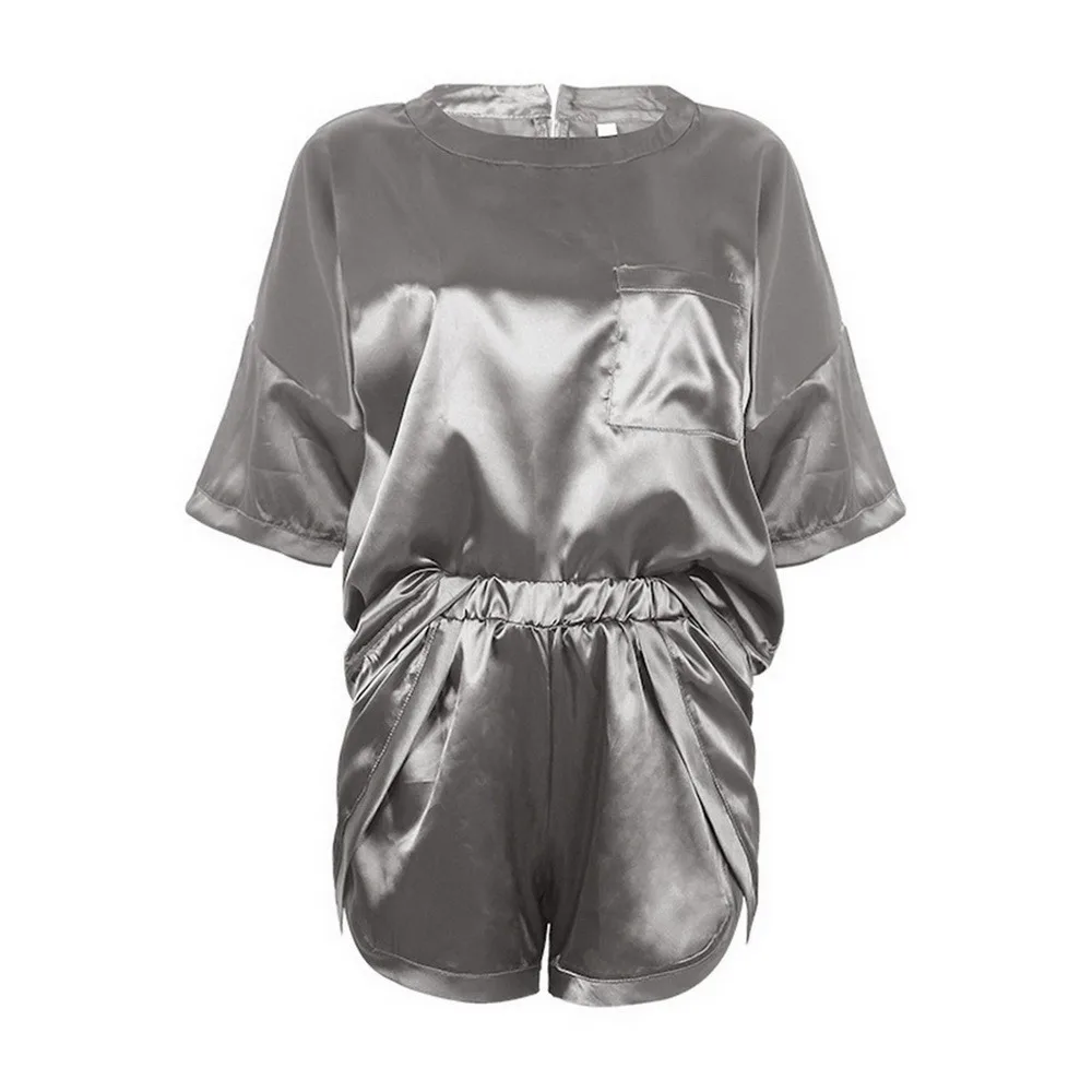 Women Silk Satin Pajamas Pyjamas Set Short Sleeve Sleepwear Pijama Pajamas Suit Female Sleep Two Piece Set Loungewear Plus Size 
Women Silk Satin Pajamas Pyjamas Set Short Sleeve Sleepwear Pijama Pajamas Suit Female Sleep Two Piece Set Loungewear Plus Size