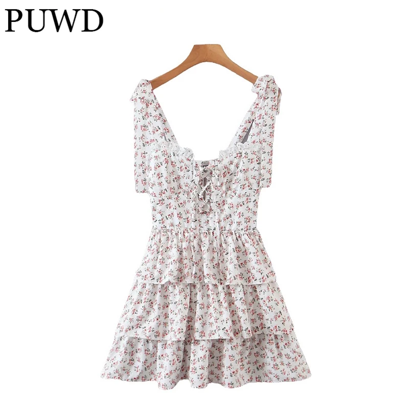 Мини-платье женское с цветочным принтом, без рукавов, с оборками и V-образным вырезом 
Мини-платье женское с цветочным принтом, без рукавов, с оборками и V-образным вырезом