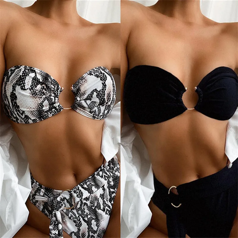 Европейский и американский бикини со змеиным принтом и металлическими пуговицами, Женский раздельный купальник
Европейский и американский бикини со змеиным принтом и металлическими пуговицами, Женский раздельный купальник