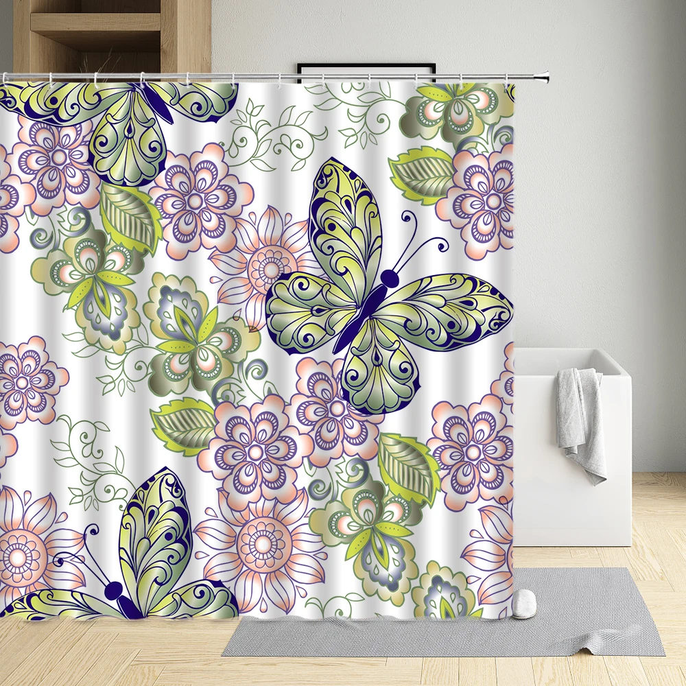 Butterflies Creative Shower Curtain Printed Modern Eco-Friendly Waterproof Cloth Bathtub Decor Bath Screen With Hooks
Butterflies Creative Shower Curtain Printed Modern Eco-Friendly Waterproof Cloth Bathtub Decor Bath Screen With Hooks