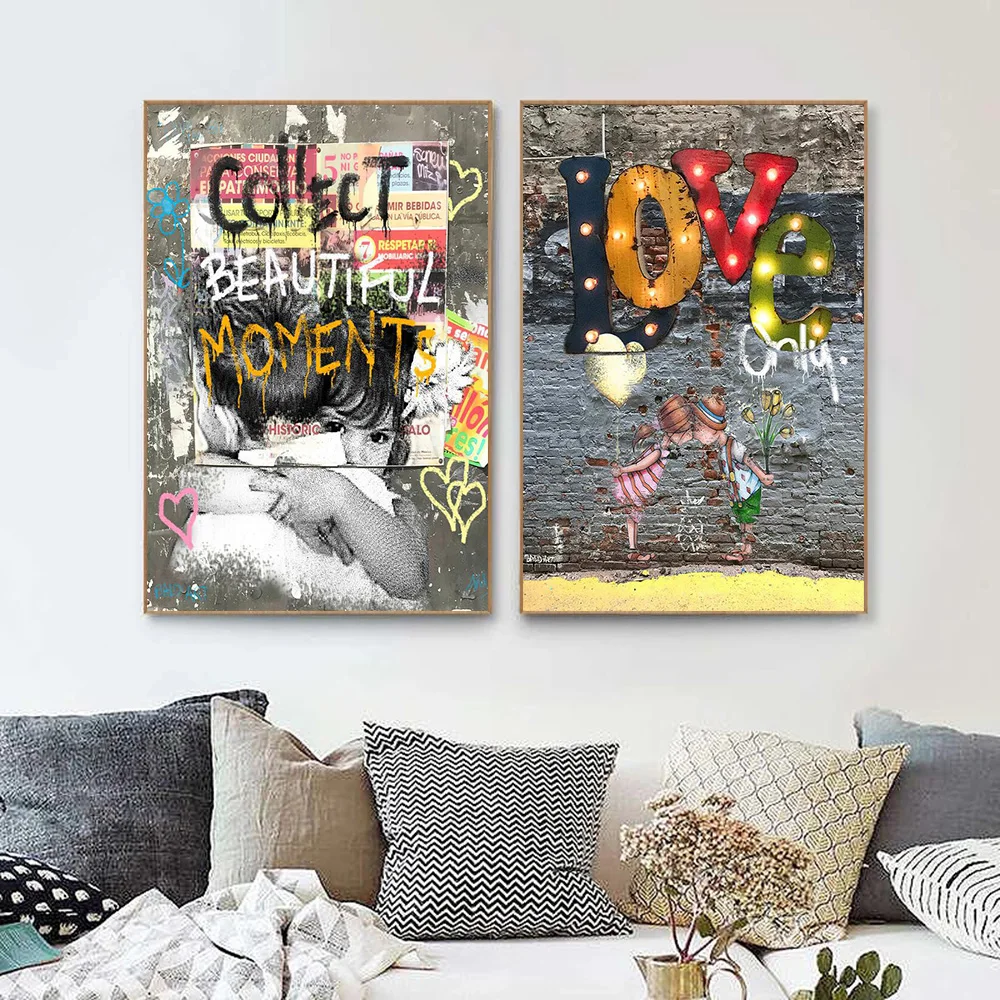 Banksy Graffiti Art Canvas Painting Wall Art Prints Abstract Kiss And Hug Street Poster Pictures for Living Room Decor No Frame
Banksy Graffiti Art Canvas Painting Wall Art Prints Abstract Kiss And Hug Street Poster Pictures for Living Room Decor No Frame