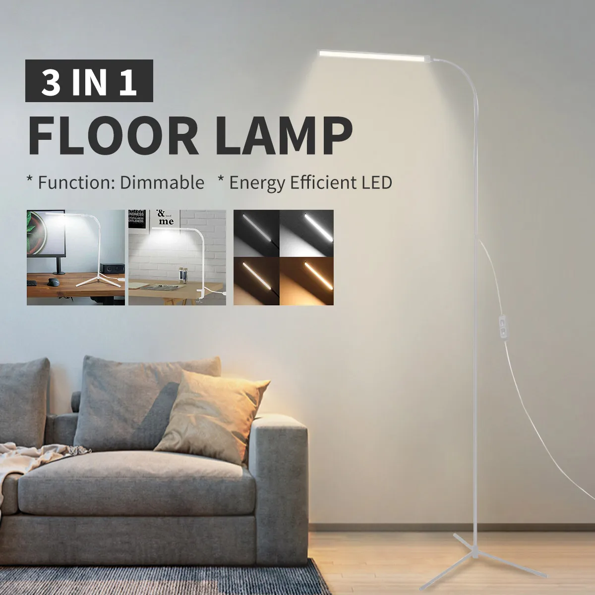 Modern LED Standing Floor Lamp Reading for Living Room Bedroom Dimmable standing lamp table lamp floor lamps Black/White
Modern LED Standing Floor Lamp Reading for Living Room Bedroom Dimmable standing lamp table lamp floor lamps Black/White