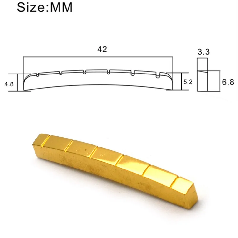 6-string Solid Brass Slotted Guitar Nut 42mm For Strat Telephoto LP Acoustic Guitar Bridge Instrument Accessory
6-string Solid Brass Slotted Guitar Nut 42mm For Strat Telephoto LP Acoustic Guitar Bridge Instrument Accessory