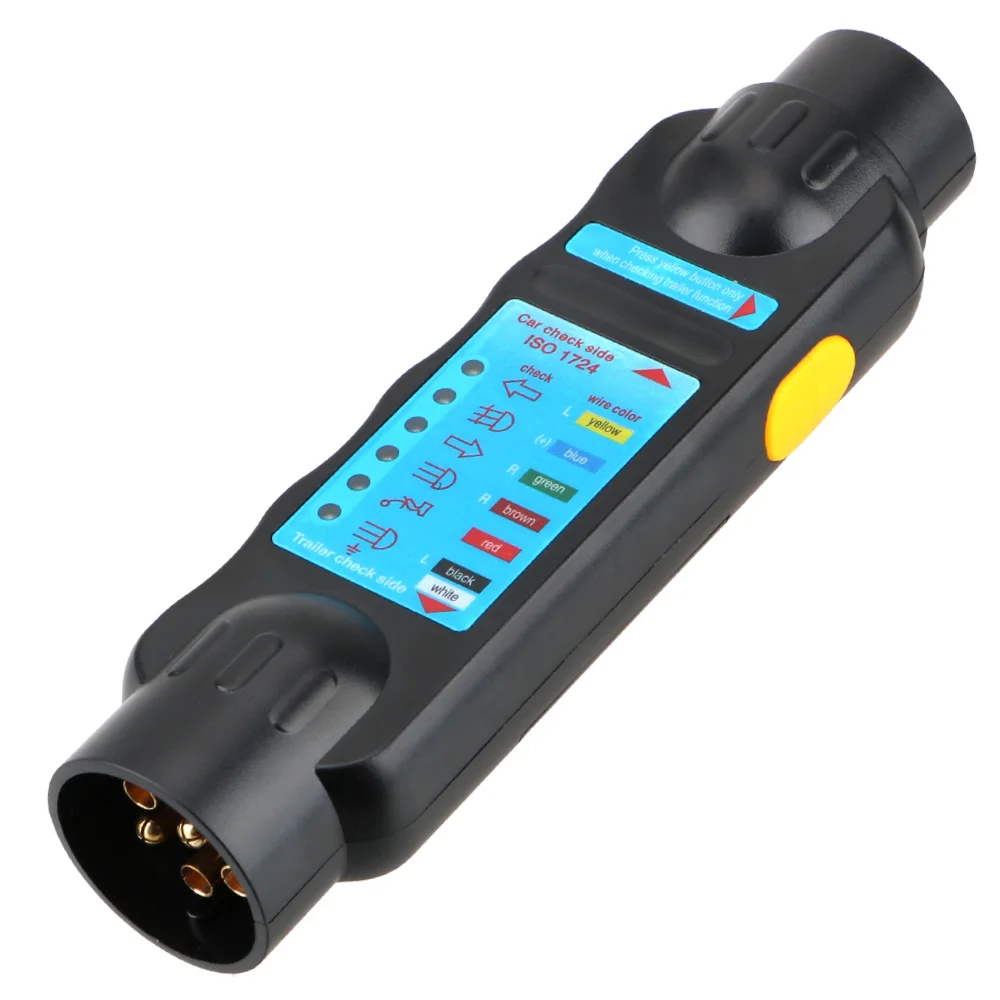 

7 Pin 12V Towing Tow Bar Light Wiring Tester Trailer Circuit Connection Test Plug Socket Diagnostic Tools