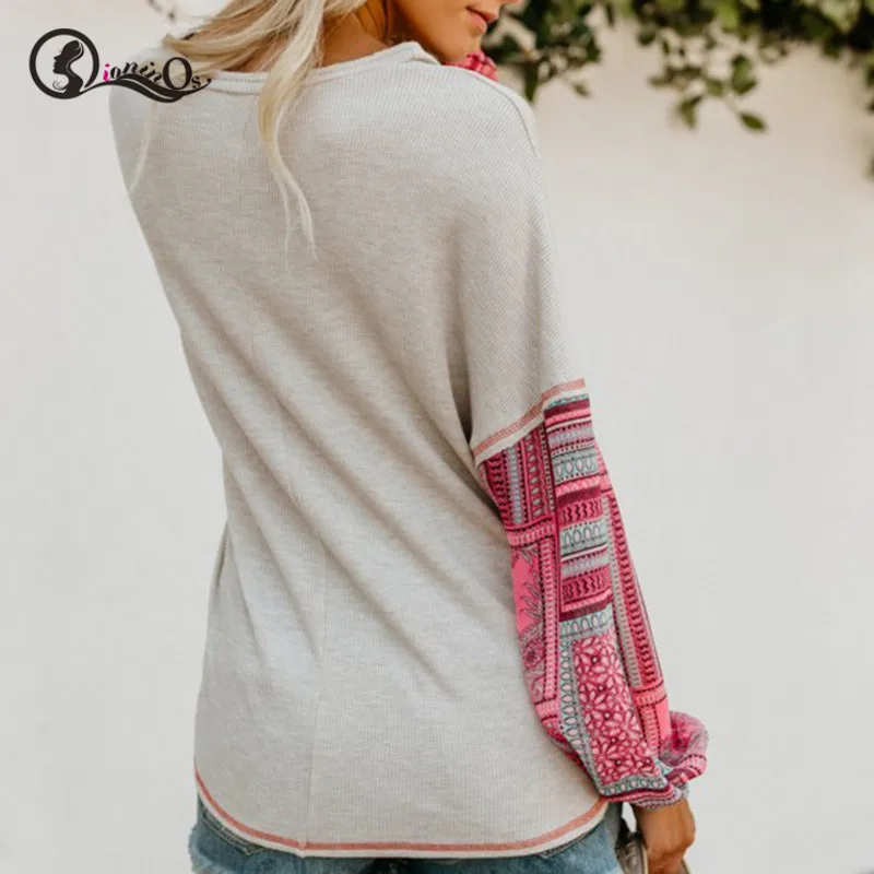 Women Autumn Blouse Fashion Casual V-neck Stitching Long Sleeves Shirt Lantern Sleeve Buttons Loose Tops
Women Autumn Blouse Fashion Casual V-neck Stitching Long Sleeves Shirt Lantern Sleeve Buttons Loose Tops