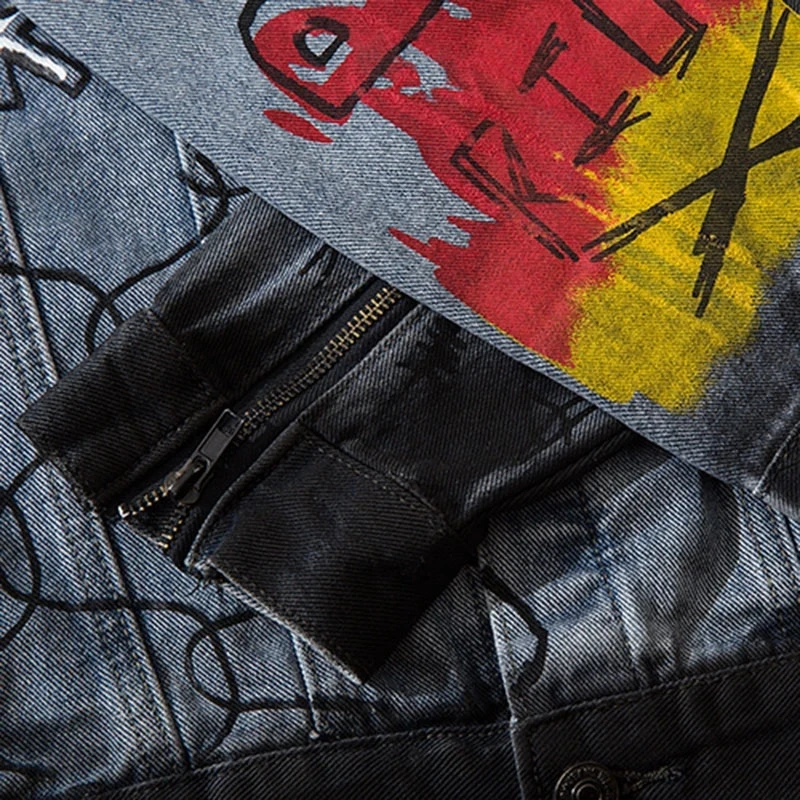 New Men Denim Jackets Streetwear Skull Graffiti Blue Denim Jean Jacket Coat Hip Hop Harajuku Bomber Jacket Punk Rock Vintage
New Men Denim Jackets Streetwear Skull Graffiti Blue Denim Jean Jacket Coat Hip Hop Harajuku Bomber Jacket Punk Rock Vintage