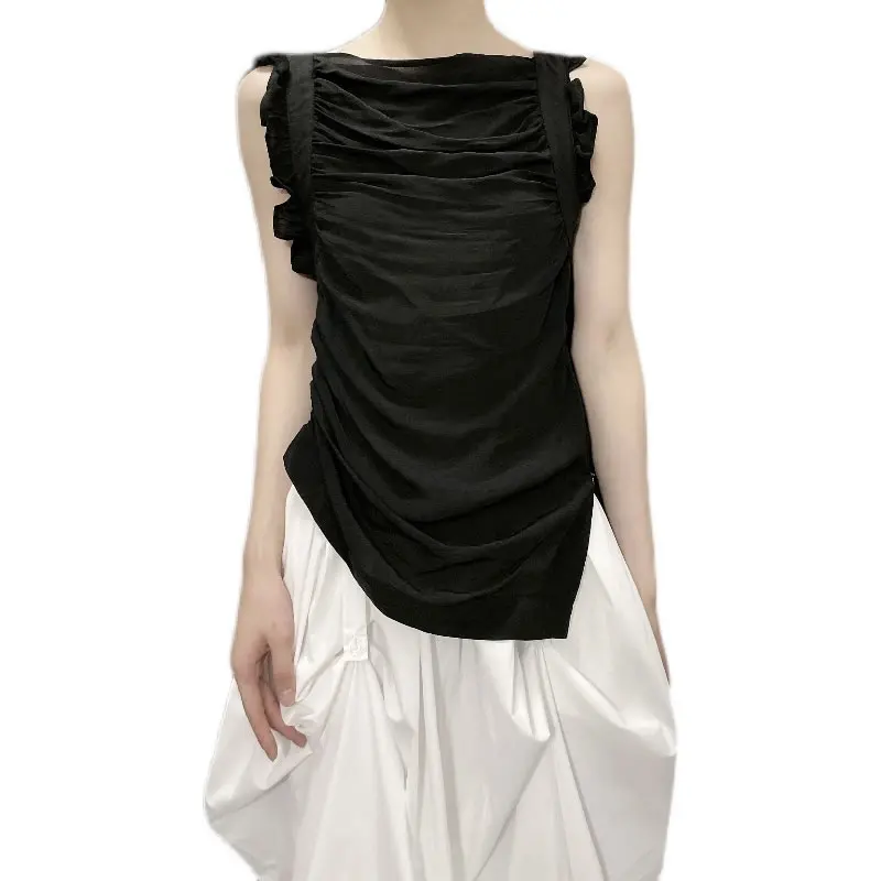 XITAO Wrinkles Patchwork Black T Shirt Women Tide Fashion New Style Slash Neck Collar Side Split Personality Summer Top WMD1538 
XITAO Wrinkles Patchwork Black T Shirt Women Tide Fashion New Style Slash Neck Collar Side Split Personality Summer Top WMD1538
