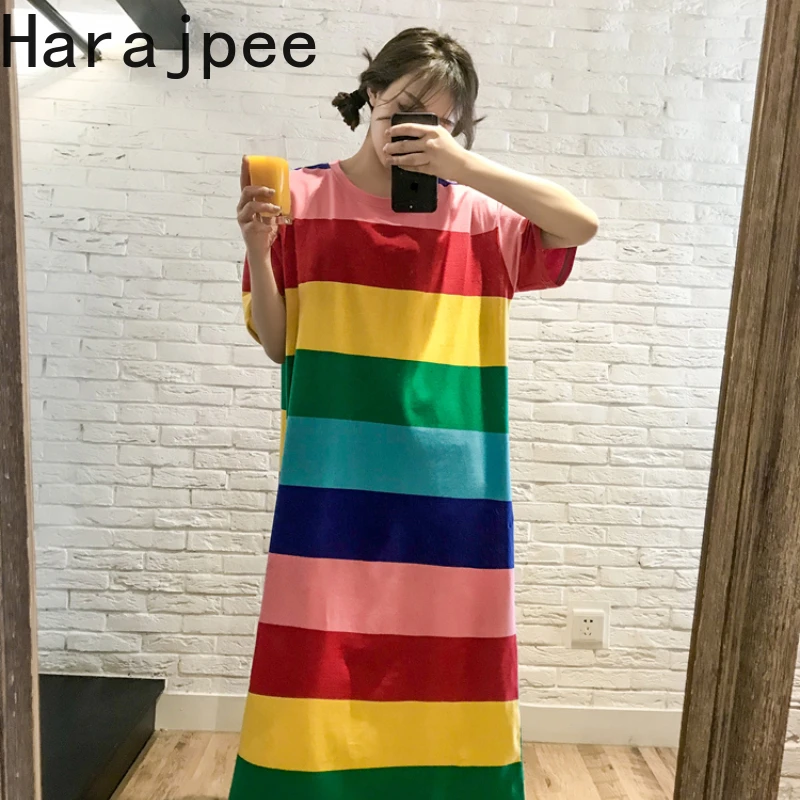 Женская ночная рубашка в полоску HarajpeeRainbow, Новинка лета 2021, популярная красная хлопковая длинная Пижама, платье на весну и осень, Корейская в... 
Женская ночная рубашка в полоску HarajpeeRainbow, Новинка лета 2021, популярная красная хлопковая длинная Пижама, платье на весну и осень, Корейская в...