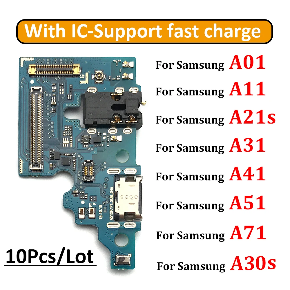 10 шт./лот USB плата для зарядного порта коннектор гибкий кабель Samsung A30S A307 A01 A11 A21s A31