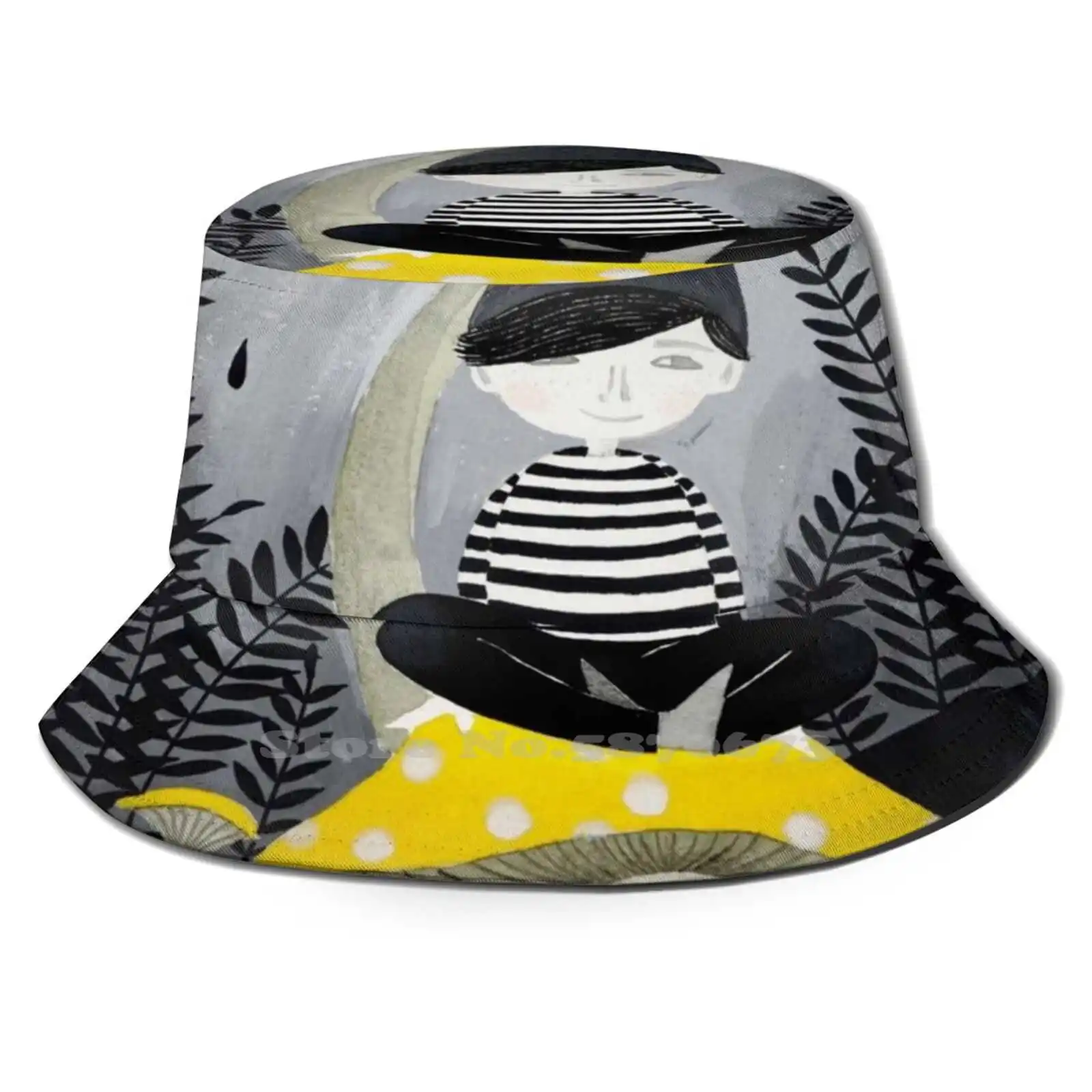 Woodland Mushrooms Gnome In The Rain Illustration Fisherman's Hat Bucket Hats Caps Watercolor Nature Yellow Citron Grey Gray
Woodland Mushrooms Gnome In The Rain Illustration Fisherman's Hat Bucket Hats Caps Watercolor Nature Yellow Citron Grey Gray