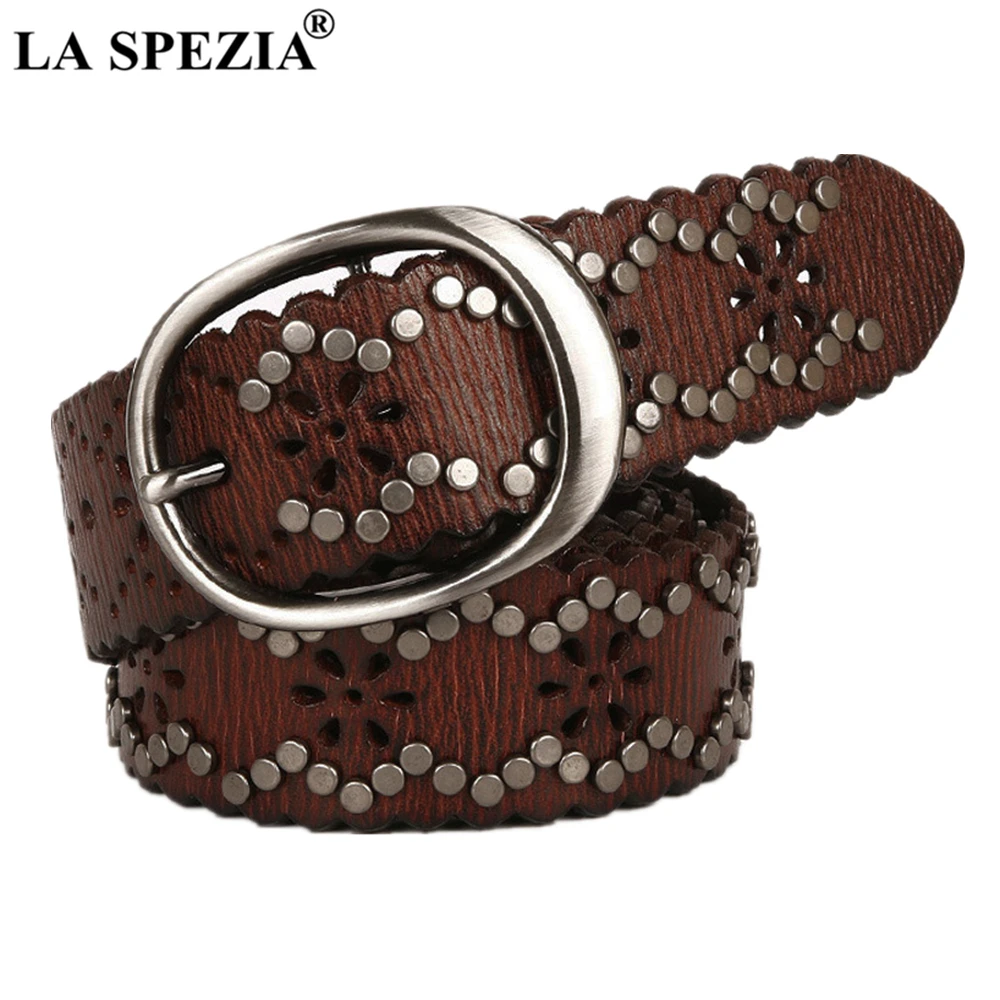 LA SPEZIA Rivet Belt Punk Real Leather Women Belt High Quality Buckle Black Coffee Hip Hop Ladies Rock Waist Belts 110cm 115cm
LA SPEZIA Rivet Belt Punk Real Leather Women Belt High Quality Buckle Black Coffee Hip Hop Ladies Rock Waist Belts 110cm 115cm