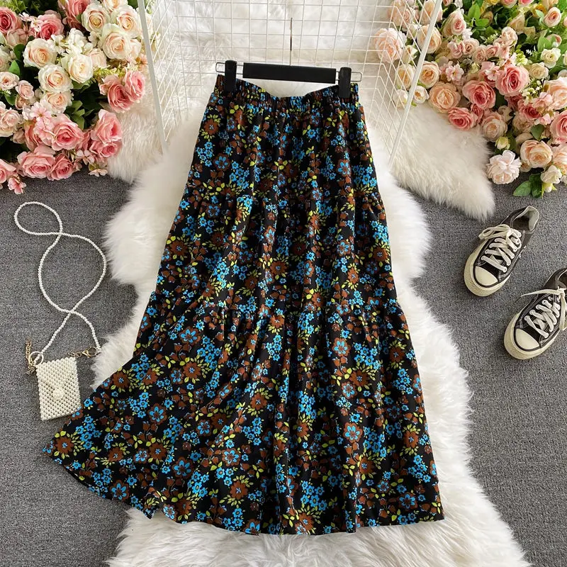 Elastic Waist Floral Skirt Women Mid-Length A-Line 2021 Spring And Autumn Retro Print Skirt Casual Wild Mujer Faldas zh179
Elastic Waist Floral Skirt Women Mid-Length A-Line 2021 Spring And Autumn Retro Print Skirt Casual Wild Mujer Faldas zh179