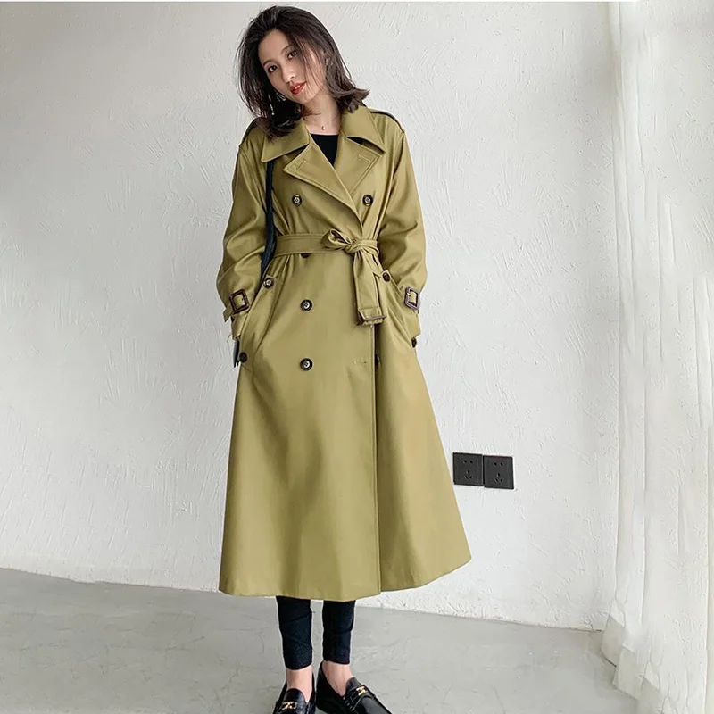 Womens Fashion X-Long Windbreaker Vintage British Style Double Breasted Belt Solid Trench Coat Plus Size Lady High-End Overcoat
Womens Fashion X-Long Windbreaker Vintage British Style Double Breasted Belt Solid Trench Coat Plus Size Lady High-End Overcoat