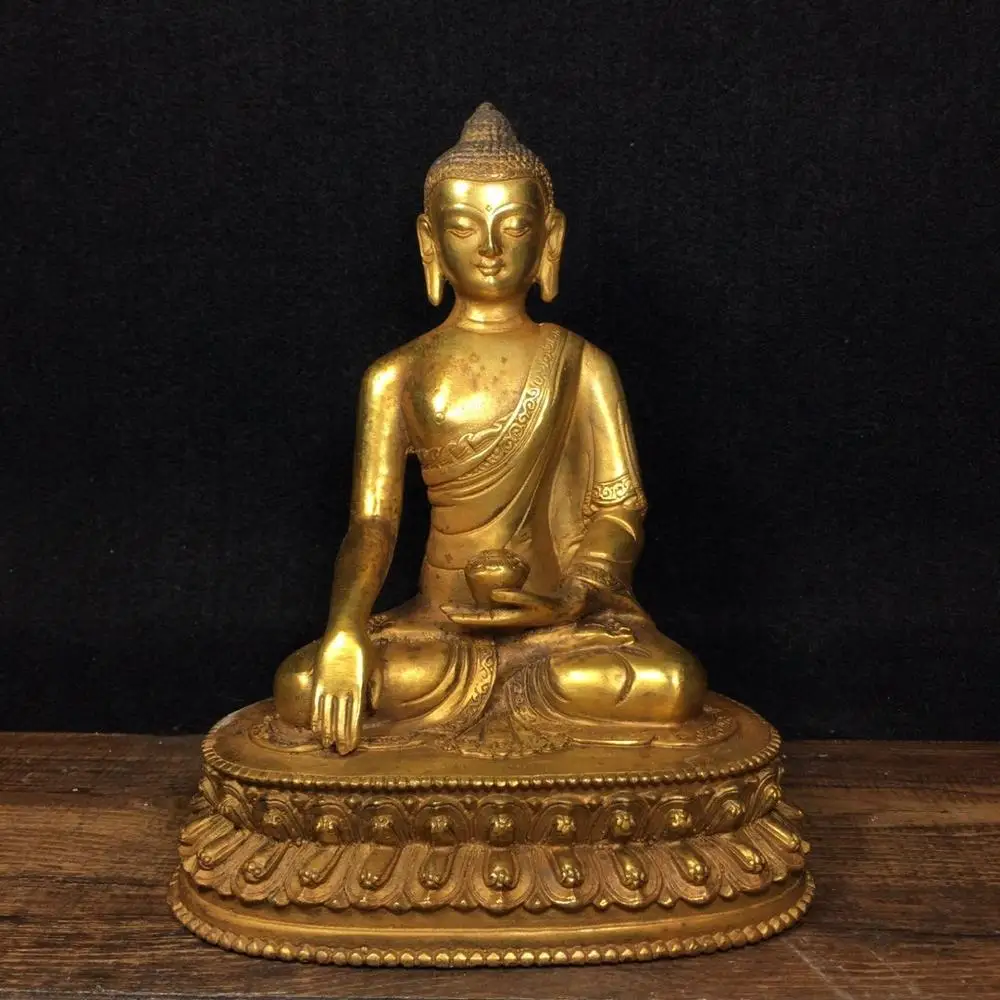 Home Decor 8" Tibet Buddhism Temple Old Bronze Gilt Shakyamuni sitting Buddha Double Lotus Medicine Buddha Amitabha Enshrine
Home Decor 8" Tibet Buddhism Temple Old Bronze Gilt Shakyamuni sitting Buddha Double Lotus Medicine Buddha Amitabha Enshrine