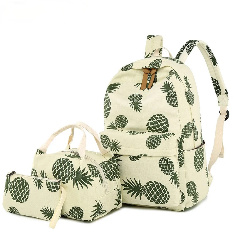 Fashion Canvas Women Backpack Set Fruit Pineapple Printing Female School Bagpack with Lunch Box Bags Girl Daily Laptop Bookbag
Fashion Canvas Women Backpack Set Fruit Pineapple Printing Female School Bagpack with Lunch Box Bags Girl Daily Laptop Bookbag
