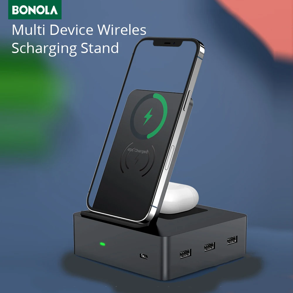 Bonola Multi-Function Wireless Charger Stand for iPhone 13/Samsung S21 Wireless Charging for Apple Airpods 3/Samsung Buds Pro
Bonola Multi-Function Wireless Charger Stand for iPhone 13/Samsung S21 Wireless Charging for Apple Airpods 3/Samsung Buds Pro