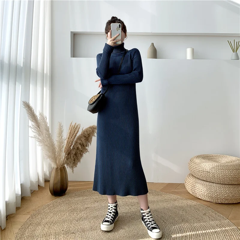 2021Winter Turtleneck Warm Sweater Long Dress Femme Casual Full Sleeve Slimstriped Knit Vestidos Korean Fashion A-Line Dress
2021Winter Turtleneck Warm Sweater Long Dress Femme Casual Full Sleeve Slimstriped Knit Vestidos Korean Fashion A-Line Dress