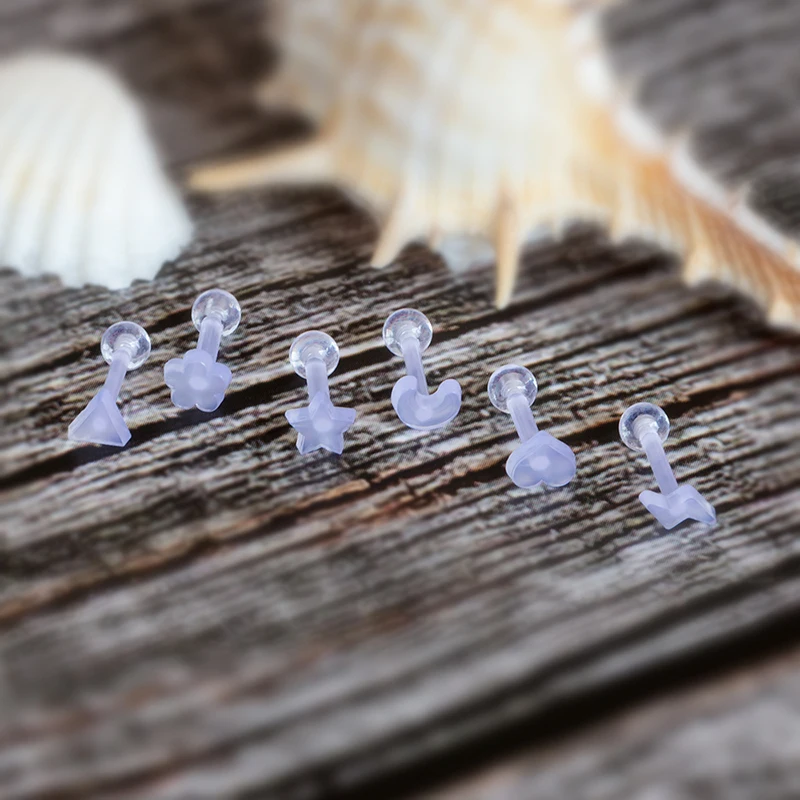 2-6pcs Acrylic Stud Earings Set Heart for Women Prevent Allergy Cartilage Earring Bar Helix Clear Ear Piercing Body Jewelry 16G | Украшения