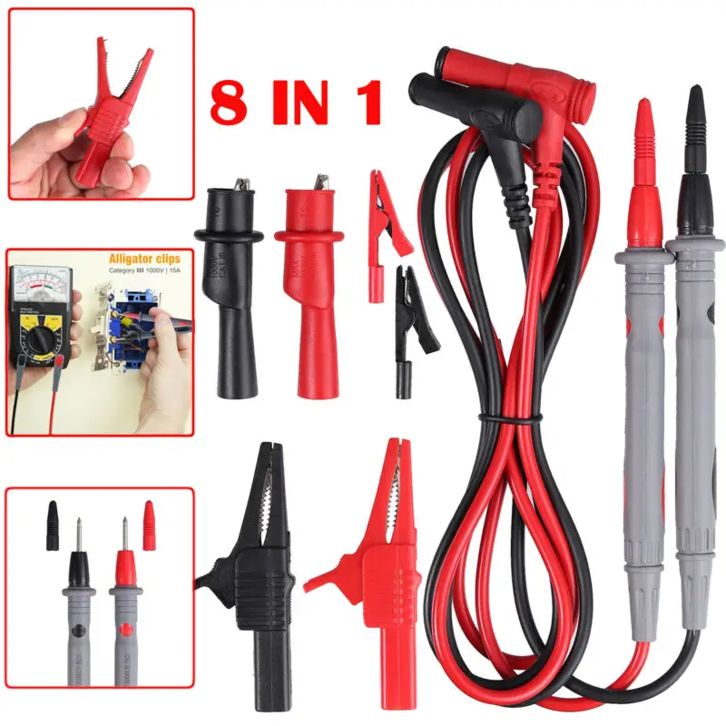 1000V 10A Probe Test Lead Kit Alligator Clips For Clamp Multimeter Cable Digital Multimeter Probe Soft Silicone Wire Needle Tip
1000V 10A Probe Test Lead Kit Alligator Clips For Clamp Multimeter Cable Digital Multimeter Probe Soft Silicone Wire Needle Tip