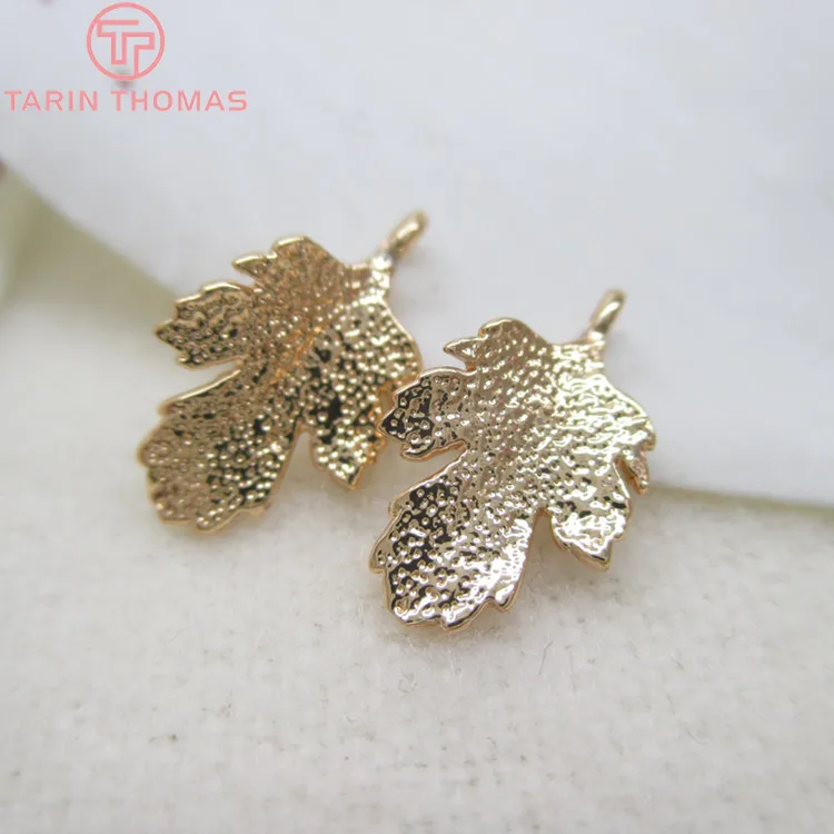 10 шт. латунные подвески в виде листиков дерева цвет шампанского|charm pendant|leaf charm