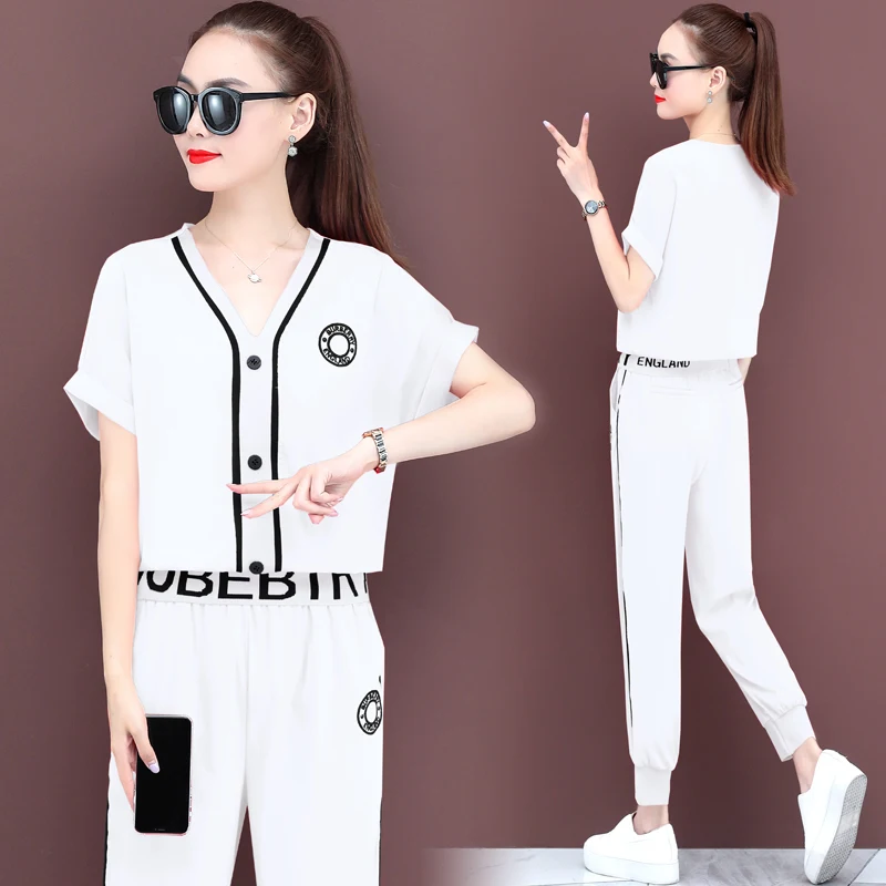 Sports suit women's 2020 summer clothes New Fashion casual clothes foreign style short-sleeved cotton linen Ice Silk two-piece
Sports suit women's 2020 summer clothes New Fashion casual clothes foreign style short-sleeved cotton linen Ice Silk two-piece