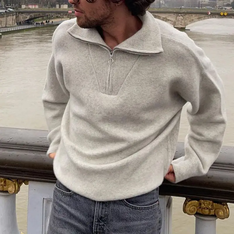 Autumn New Knitwear Men White Solid Slim Stand-up Collar Zipper Pullover Sweater Men Fashion Sweatshirt for Men
Autumn New Knitwear Men White Solid Slim Stand-up Collar Zipper Pullover Sweater Men Fashion Sweatshirt for Men