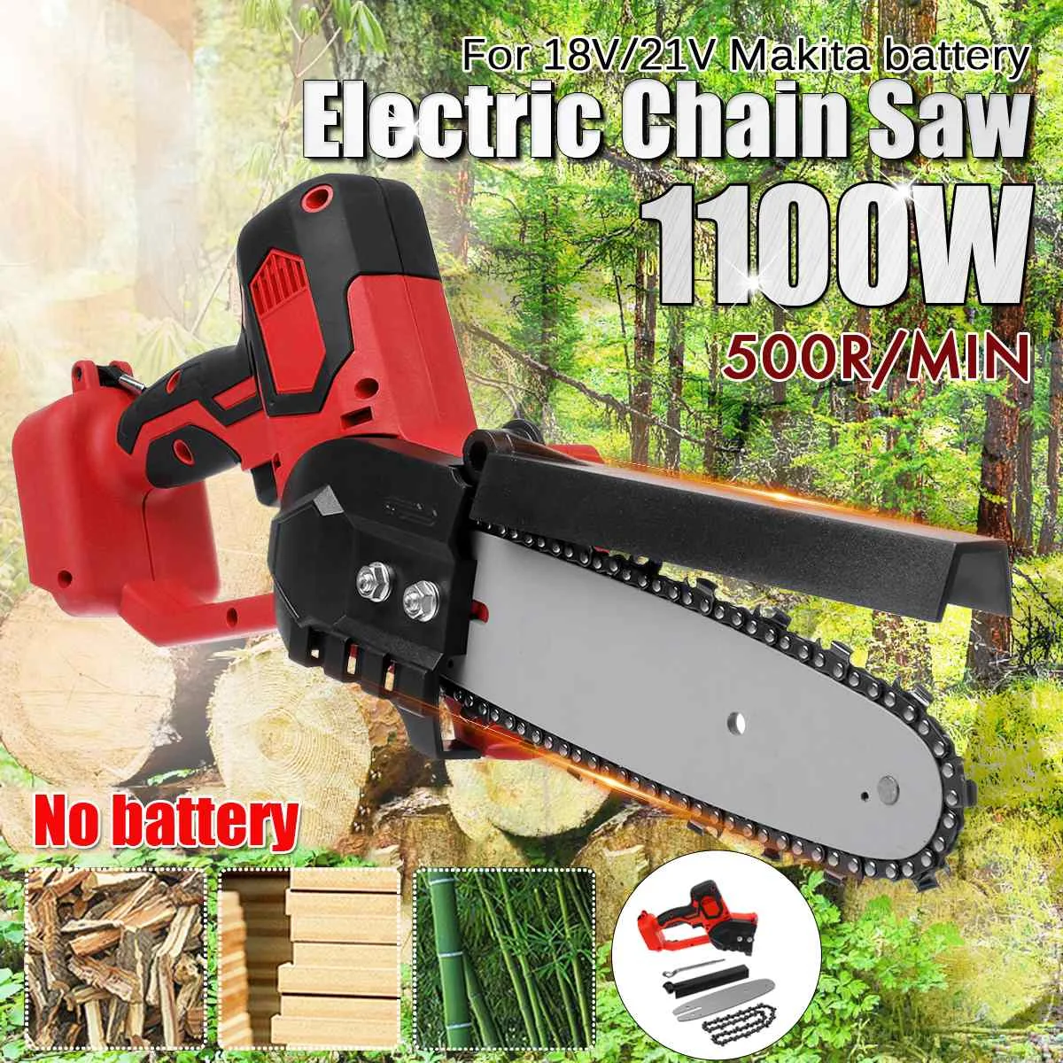 8 inch 1100W Electric Saw Chainsaw Wood Cutters Bracket Brushless Motor For Makita 18V/21V Battery Chain Saw Power Tool
8 inch 1100W Electric Saw Chainsaw Wood Cutters Bracket Brushless Motor For Makita 18V/21V Battery Chain Saw Power Tool