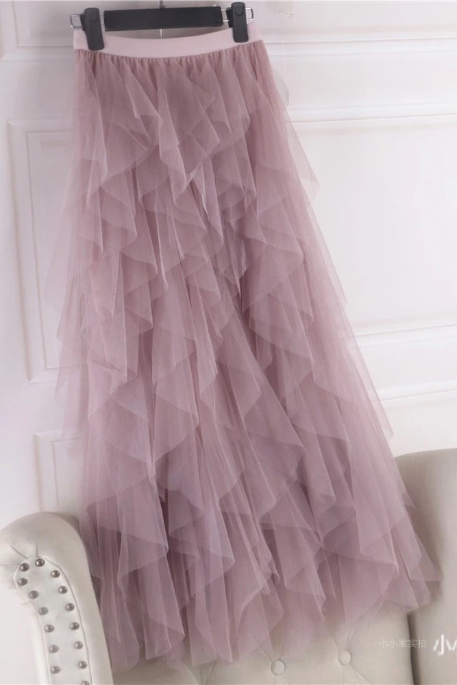 Spring Summer Mesh Skirt Women High Waist Multi-Layer Pleated Skirt Irregular Mid-Length Tiered-Ruffle Skirt Holiday Faldas Lady
Spring Summer Mesh Skirt Women High Waist Multi-Layer Pleated Skirt Irregular Mid-Length Tiered-Ruffle Skirt Holiday Faldas Lady