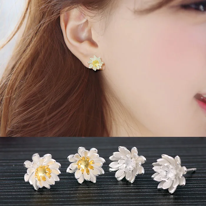 Real 925 Sterling Silver lotus Earrings for Women Girls Gift Hot Fashion sterling-silver-jewelry Women Earrings
Real 925 Sterling Silver lotus Earrings for Women Girls Gift Hot Fashion sterling-silver-jewelry Women Earrings