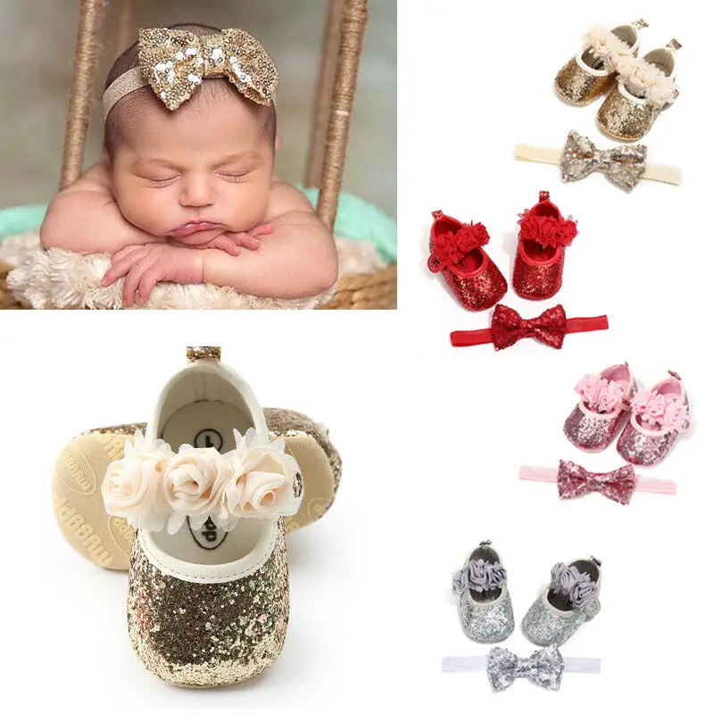 Newborn Infant Baby Girls Boys Summer Crib Shoes 3 Style Sequined Floral Flat With Heel Hook Princess Shoes+Headband 2PCS
Newborn Infant Baby Girls Boys Summer Crib Shoes 3 Style Sequined Floral Flat With Heel Hook Princess Shoes+Headband 2PCS