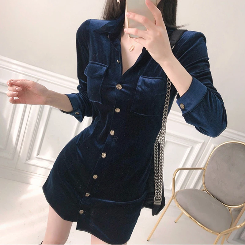 new arrival fashion korean mini dress women OL professional temperament turn-down collar long sleeve velvet simple a-line dress
new arrival fashion korean mini dress women OL professional temperament turn-down collar long sleeve velvet simple a-line dress