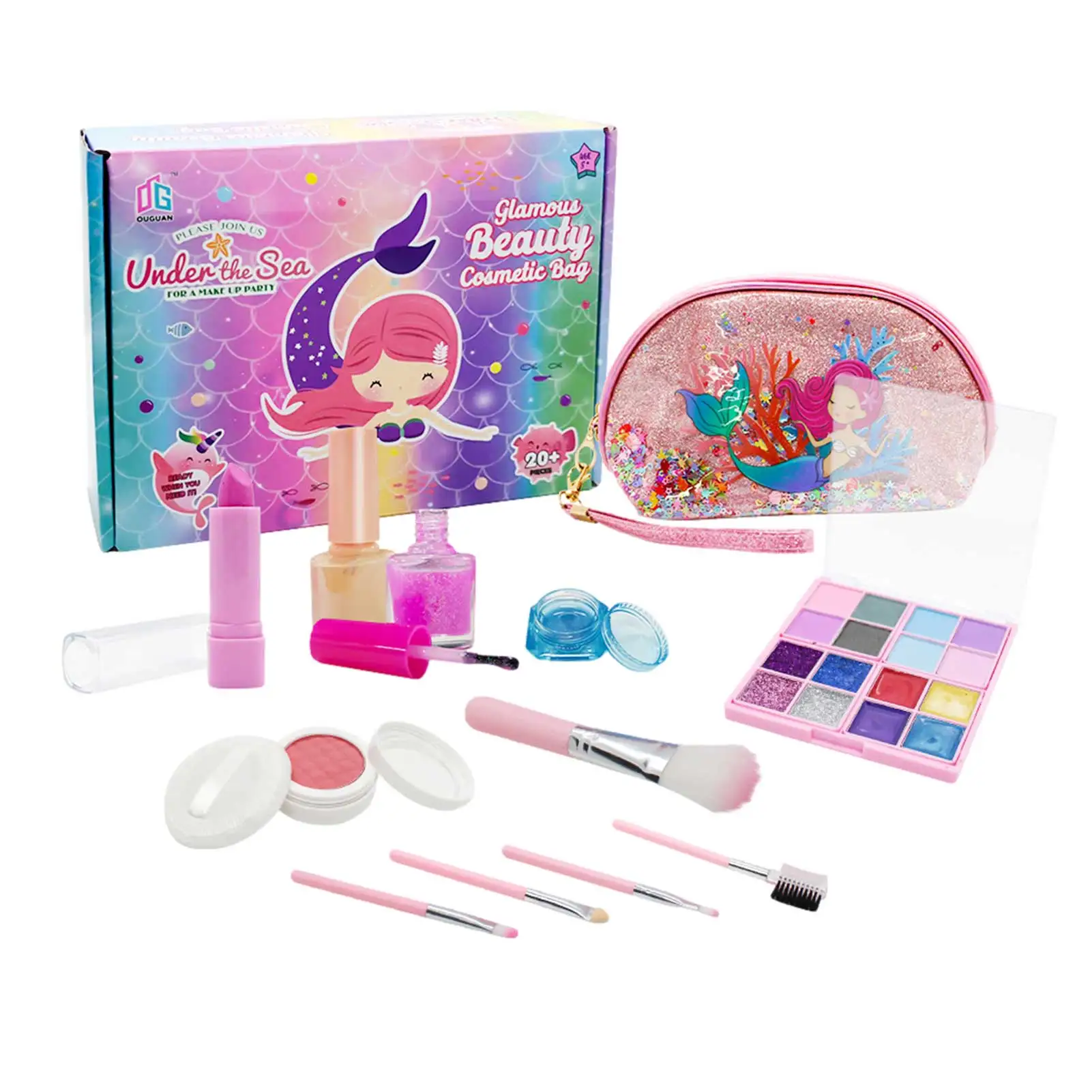 14PCS Kids Cosmetic Set Mermaid Washable Makeup Toys With Cute Bag Beauty Set Non-toxic For Girl Christmas Birthday Toy
14PCS Kids Cosmetic Set Mermaid Washable Makeup Toys With Cute Bag Beauty Set Non-toxic For Girl Christmas Birthday Toy