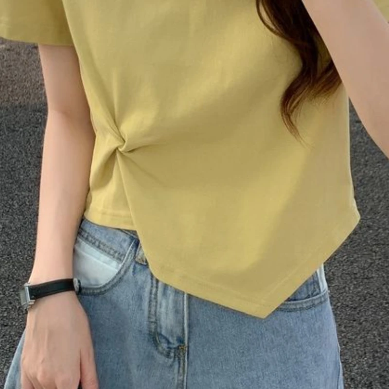 Women T-shirts Asymmetrical Simple Fashion Summer Casual Cozy Short Sleeve O-neck All-match Solid Street Sweet Girls Female New
Women T-shirts Asymmetrical Simple Fashion Summer Casual Cozy Short Sleeve O-neck All-match Solid Street Sweet Girls Female New