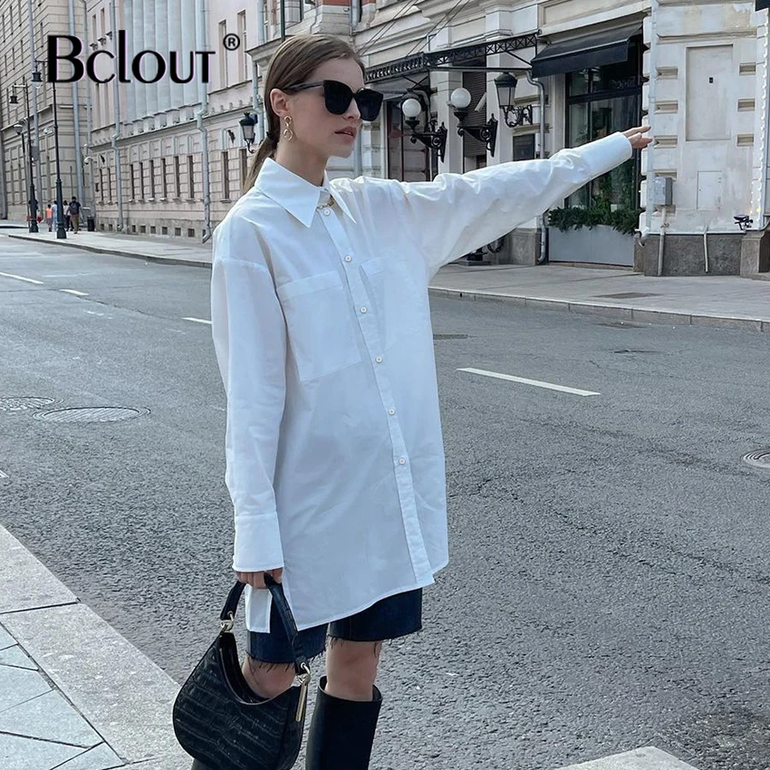Женская блузка с длинным рукавом Bclou, белая офисная блузка на пуговицах, топ с отложным воротником и карманами для осени, 2021
Женская блузка с длинным рукавом Bclou, белая офисная блузка на пуговицах, топ с отложным воротником и карманами для осени, 2021