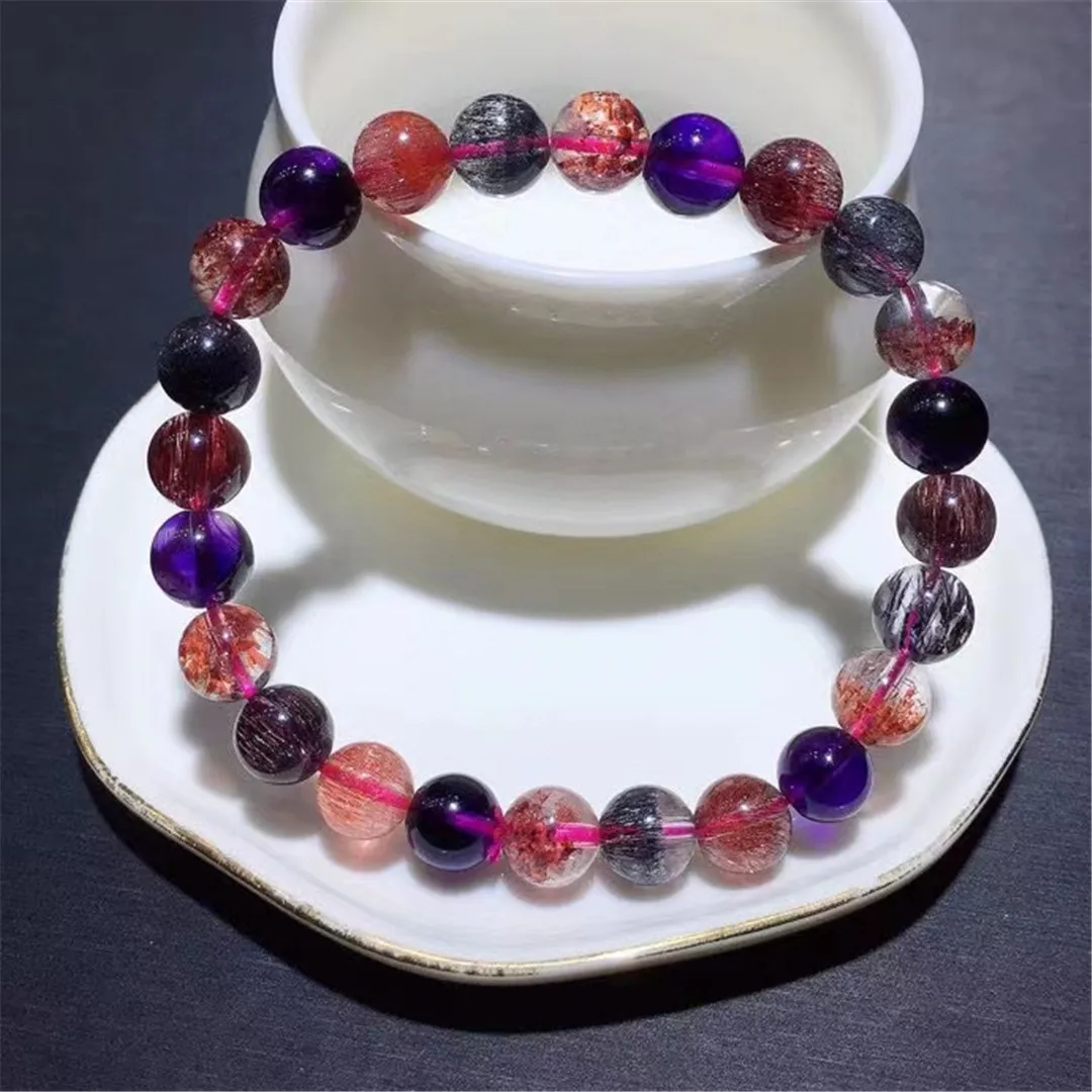 8mm Natural Super Seven Melody Lepidocrocite Rutilated Quartz Bracelet For Women Men Gift Beads Crystal Jewelry Strands AAAAA
8mm Natural Super Seven Melody Lepidocrocite Rutilated Quartz Bracelet For Women Men Gift Beads Crystal Jewelry Strands AAAAA